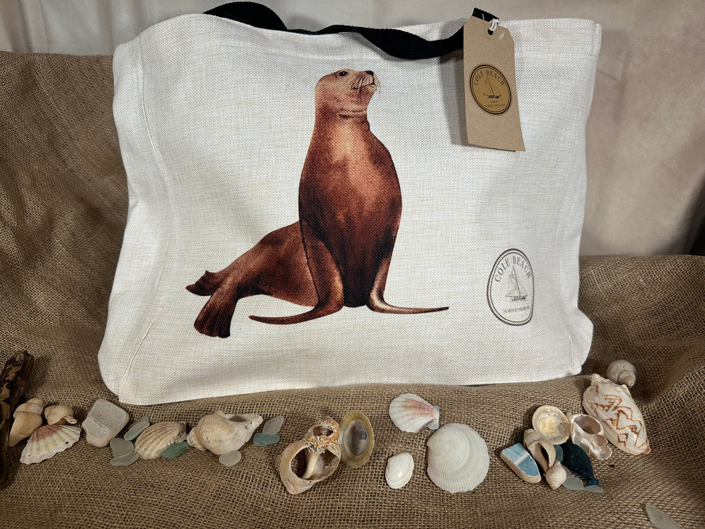 Seal Linen Shopper Bag
