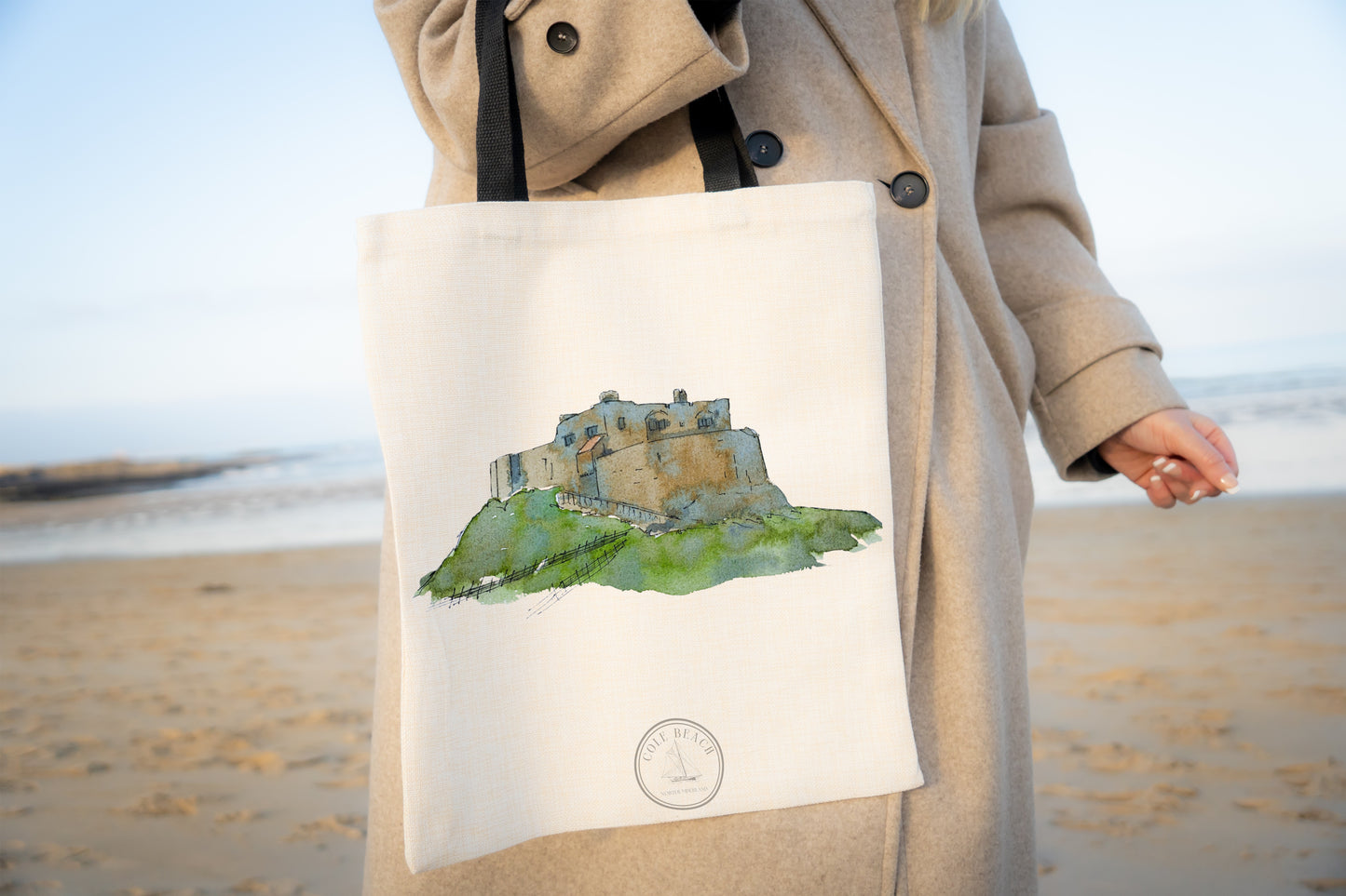 Lindisfarne Castle Linen Tote Bag