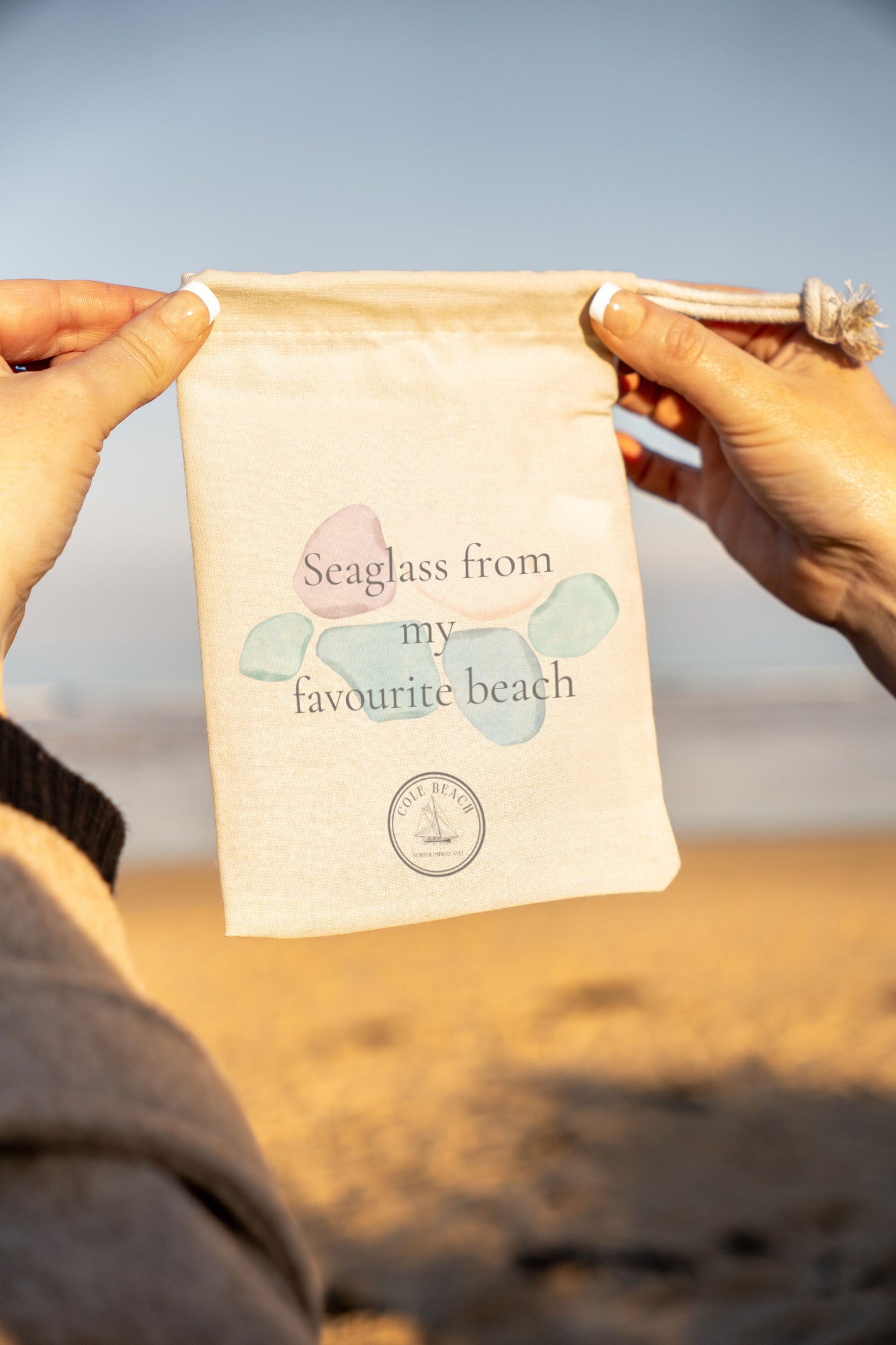 Seaglass from My Favourite Beach - Drawstring Keepsake Bag