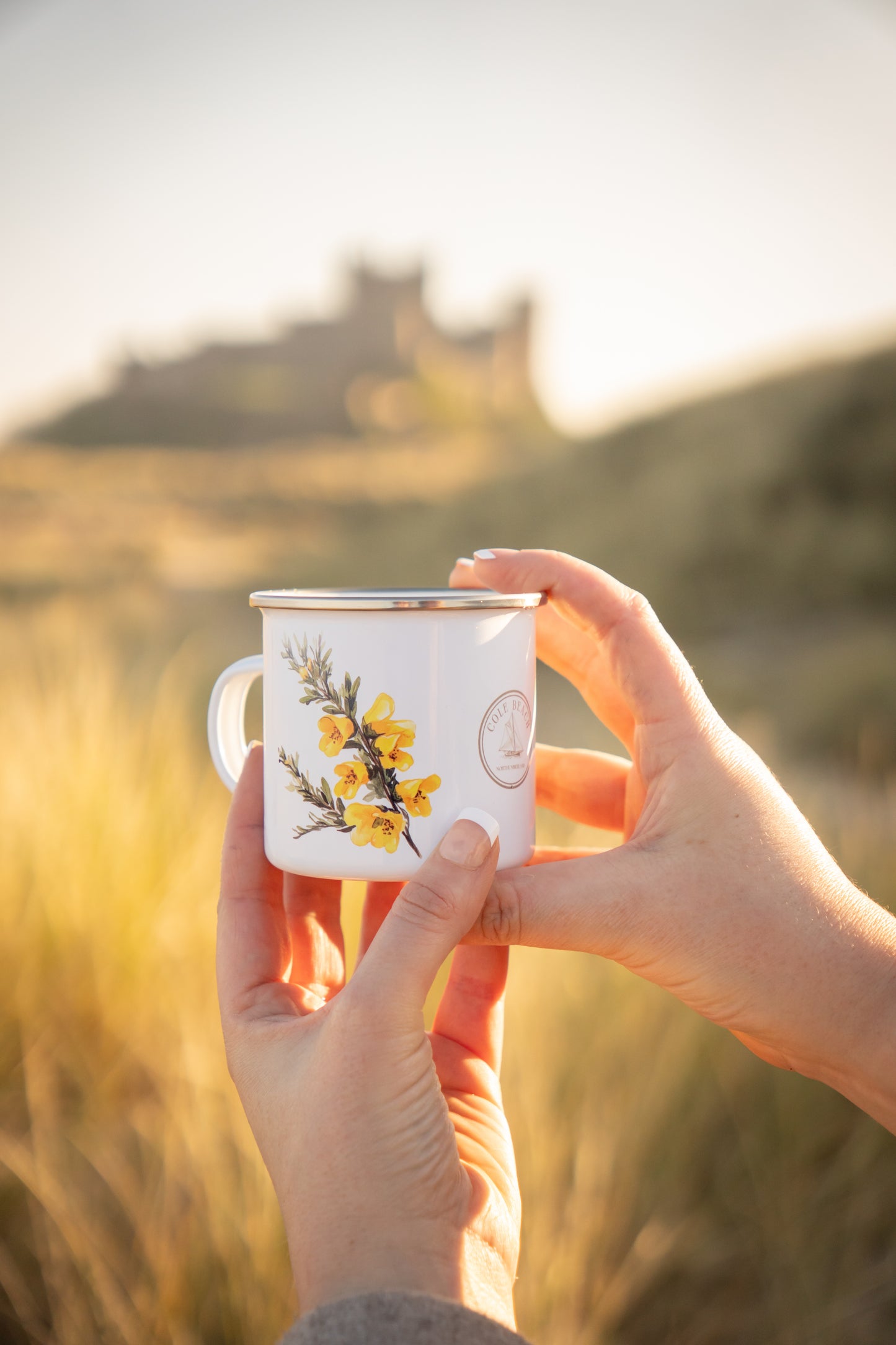 Yellow Gorse Flower Ceramic Enamel Cup