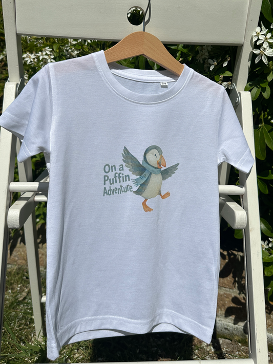 On a Puffin Adventure - Pip the Puffin Children's T-Shirt
