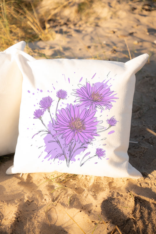 Sea Aster Country Canvas Cushion